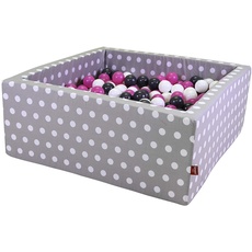 Bild KNORRTOYS.COM 68063 - Bällebad Soft eckig - Grey White dots - 100 Balls Creme/Grey/Rose