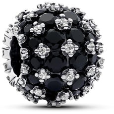 Bild von Moments Rundes Schwarzes Pavé-Charm aus Sterling Silber mit Zirkonia, Kompatibel Moments Armbänder, 792630C04
