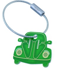 TROIKA E-KÄFER – KR18-09/GR – Schlüsselanhänger in Leiterplatten-Optik – Volkswagen, KÄFER, Kultauto – Aluminium– matt – bedruckt – grün – TROIKA-Original