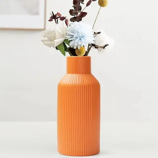 Hanaomaoyi Vase für Pampasgras 20 cm Keramik Orange matt rund modernes Design für ästhetische Dekoration Blumenvase für Wohnzimmer Schlafzimmer einfacher nordischer Stil