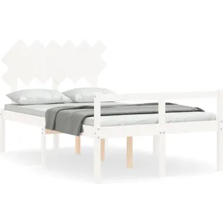 vidaXL Seniorenbett mit Kopfteil Weiß Massivholz - Weiß