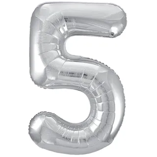 Riesenzahl 5 Luftballon - 86 cm - Silber