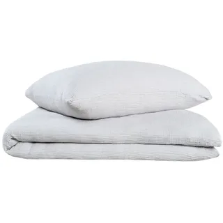 oh cosy Bettwäscheset Sally - Musselin - 2-teilig -135x200cm - Hellgrau