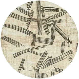Louis De Poortere Teppich Slate Meditation Kanji 240/240 cm , Beige , Textil , Abstrakt , Rund , 240x240 cm , Oeko-Tex® Standard 100 , antistatisch, pflegeleicht, rutschfeste Unterfläche, für Fußbodenheizung geeignet, UV-beständig, waschbar , Teppiche und Böden, Teppiche