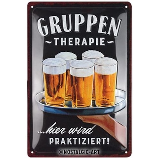 Nostalgic-Art Blechschild, 20 x 30 cm, Gruppentherapie – Bier – Geschenk-Idee für Bier-Fans, aus Metall, Vintage Design mit Spruch, Blechschilder Sprüche, Bier-Deko