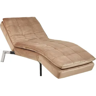 BELIANI Chaiselongue Hellbraun Samtstoff mit Verstellbarem Kopfteil und Schlaffunktion Retro Design Glamouröser Stil - Braun, Silber