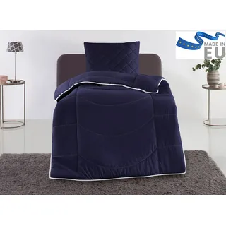 my home Steppbett + Kopfkissen »Microlux, Bettdecke 135x200 cm, 155x220 cm« Set mit Kissen 40x80 cm, 80x80 cm, Sommer, Herbst, Winter in 4 Farben, blau
