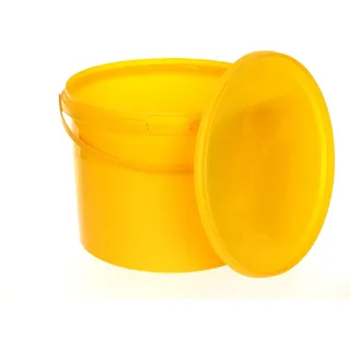 Benbow Eimer mit Deckel 10l Gelb - lebensmittelecht, stabil, luftdicht, auslaufsicher, geruchsneutral - Plastikeimer mit Henkel - leer