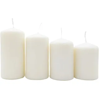 Adventskerzen weiß Stumpenkerzen 4er-Set Weihnachtskerze Stufenkerzen kerze