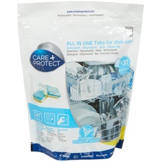 CARE+PROTECT – All-in-One Spülmaschinentabs für alle Geschirrspülmaschinen / effektiv bei allen hartnäckigsten Verschmutzungen / Reinigung, Glanz und Schutz / 30 Tabs für Geschirrspüler