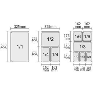 HENDI Gastronormbehälter, Temperaturbeständig von -40° bis 300°C, Heissluftöfen-Kühl- und Tiefkühlschränken-Chafing Dishes-Bain Marie, 4L, GN 1/3, 325x176x(H)100mm, Edelstahl