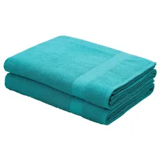 my home Strandtücher »Juna, 2 Badetücher 100x180, 100% Baumwolle«, (2 St.), Handtuch-Set und als Serie, weich, Handtücher in Uni-Farben, blau