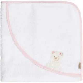 Sterntaler Kapuzenbadetuch Bär Betty, Baby-Badetuch mit Kapuze, saugfähige Baumwolle, süße Applikation, weich und pflegeleicht, 80×80×0,5 cm, weiß