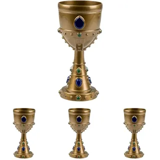 Boland 44042 - Kelch Arthur, Größe ca. 18 cm, Füllmenge 25 cl, edler Becher, König, Karneval, Halloween, Fasching, Mottoparty, Verkleidung, Gold (Packung mit 4)