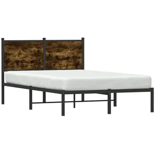 vidaXL Metallbett ohne Matratze Räuchereiche 120x190 cm - Braun