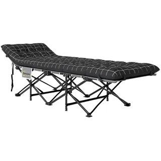 Campingbett klappbar Klappbett Feldbett mit Seitentasche Matratze Rutschfest Gästebett bis 150 kg belastbar Outdoor Oxford Schwarz 190 x 67 x 37 cm |
