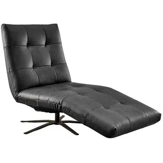 Kawola Relaxliege Leticia Schwarz Leder Drehbar (360°), Relaxfunktion , Metall , Echtholz , Füllung: Komfortschaum , 82x115x156 cm , Gartenmöbel, Gartenliegen, Relaxliegen