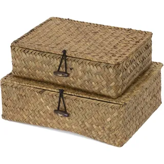 Compactor Macao Aufbewahrungskorb aus Seegras, Set von 2, braun, 25.0 x 19.0 x 8.0 cm, RAN7868