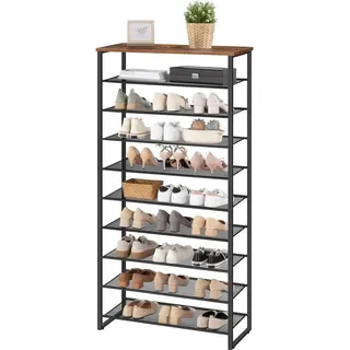 Antik-Schmuckkästchen mit 10 Ebenen, hoch, schmal, für Herrenschuhe bis 32-40, Metall, Vintage-Braun-Schwarz - Schwarz