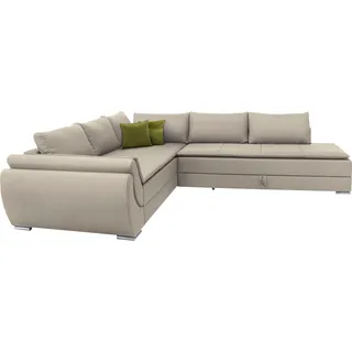 INOSIGN Ecksofa »Göteborg«, mit Boxspring-Bettfunktion und Bettkasten, Dauerschlaffunktion, Topper, beige