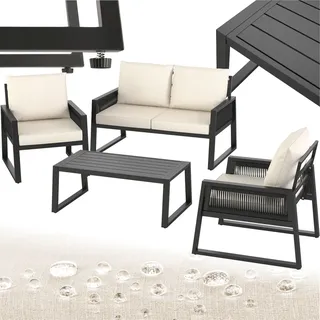 tectake® Aluminium Garten-Lounge Set Captive im Rope-Design