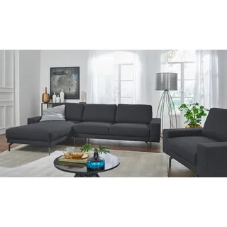 Creation BY ROLF BENZ Ecksofa "CR.450, Designecksofa, L-Form" Armlehne breit und niedrig, Alugussfüße in umbragrau, Breite 274 cm, schwarzgrau 064, 57