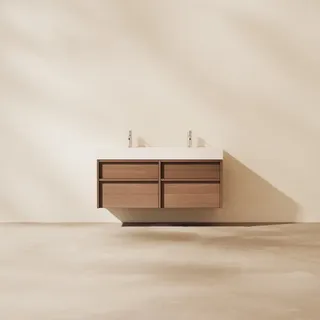 Margot - Waschtisch aus massivem Hevea und Terrazzo 120 cm