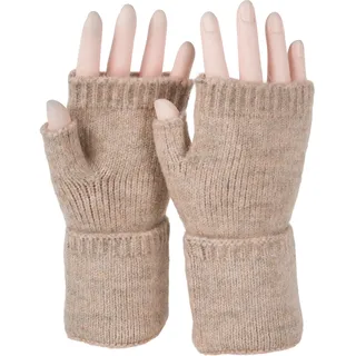 styleBREAKER Strickhandschuhe "Fingerlose Strickhandschuhe Einfarbig" 1 Stk., hellbraun meliert