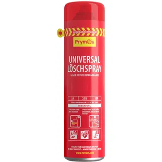 Prymos Feuerlöscher Spray 625ml – Universal Löschspray für Küche, Haushalt, Grill – 5A/21B/15F – Made in Germany – für Brandklassen A B F & Elektrogeräte bis 1000V