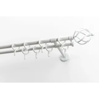 GARESA Vorhangstange RUSTIKA 2-läufig Ø 16 mm 100 cm Weiß