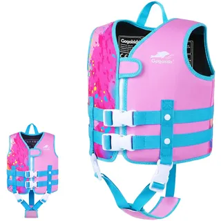Gogokids Schwimmweste für Kleinkinder für 1–5 Jahre 15-30kg, Kinder Schwimmjacke mit Doppelt Verstellbarer Strapze, Schwimmhilfe für Baby, Mädchen Jung verstellbare Pool-Weste für Pool & Strand