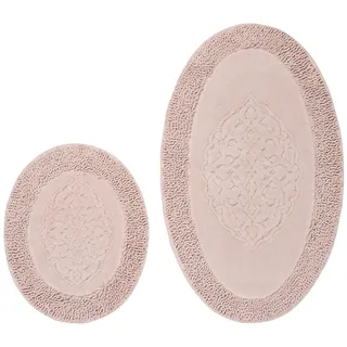Foutastic Weiches Baumwoll-Badematten-Set (2-teilig), Puderfarbe, 50 x 60 cm & 60 x 100 cm | 100% Baumwolle, rutschfest, maschinenwaschbar | Luxuriöser Komfort für Ihr Badezimmer