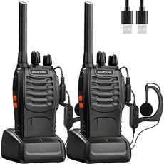 Baofeng Walkie Talkies PMR446 Funkgeräte Professionelle Zwei-Wege-Radio16 Kanäle Gegensprechanlage Wiederaufladbarer Funkempfänger Sende- und Empfangsgerät für Erwachsene mit Kopfhörern (2 Stück)