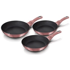 Bild I-Rose Set 3 Bratpfannen Induktion 20-24-28cm, Aluminium, Antihaftbeschichtung Ökologisch Titan ohne PFOA, Design, Geeignet für Alle Herdarten, Glaskeramik, Gas