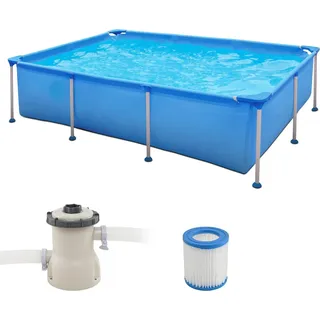 Rechteckiger Aufstellpool mit Filterpumpe, 2612 Liter Fassungsvermögen