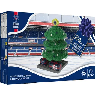FOCO Offiziell Lizenziertes Paris Saint-Germain FC BRXLZ 3D-Baustein-Modell – Weihnachtsbaum-Adventskalender 24 Tage