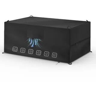 Wasserdichte Gartenmöbel Abdeckung 242 * 182 * 100cm Schutzhülle für Gartenmöbel 420D Oxford-Gewebe PU Anti-UV Schutzschicht Abdeckplane Winterfest Entlüftung Gartentische Abdeckhauben für Möbelsets