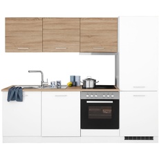 Bild von MÖBEL Küchenzeile »Visby«, mit E-Geräte, 240 cm, inkl. Kühl/Gefrierkombination und Geschirrspüler, weiß