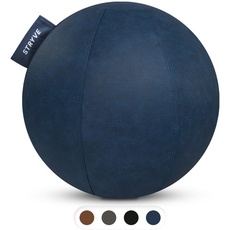 STRYVE Gymnastikball 70 cm Royal Blue, edler Sitzball für Büro, Homeoffice & Sport - inkl. Luftpumpe