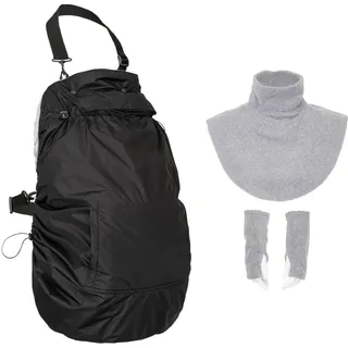 Hoppediz Fleece-Cover 3-in-1, wärmendes universal Tragecover für Babytrage und Tragetuch mit Regenschutz, Schalkragen und Handwärmer, stone