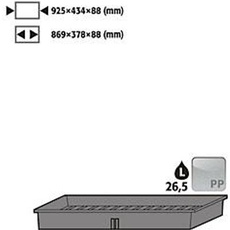 Einlegewanne für asecos Sicherheitsschränke der UB90 und UB30 Serie, Polypropylen, B 925 x T 434 x H 88 mm, 26,5 l