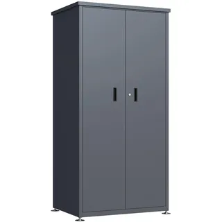 DEGAMO Gartenschrank LÜBECK 90x65x187cm, Stahl verzinkt anthrazit, wetterfest - Dunkelgrau