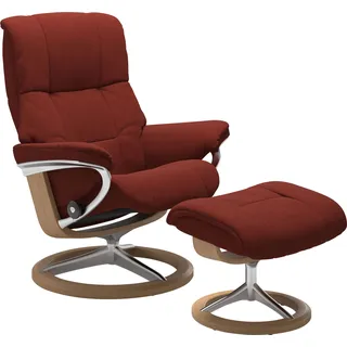 Stressless® Relaxsessel »Mayfair«, (Set, Relaxsessel mit Hocker), mit Hocker, mit Signature Base, Größe S, M & L, Gestell Eiche rot