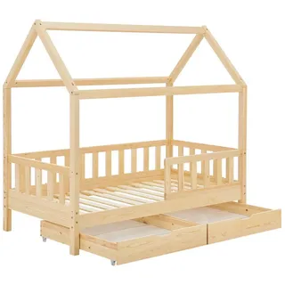 Juskys Kinderbett Marli 80 x 160 cm Kiefer massiv natur