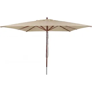 MCW Gastronomie Holz-Sonnenschirm C57b Eckig 3x3m Seilzug Stoßsicher Creme