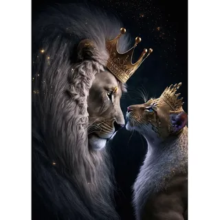 RICUVED Löwe König Diamond Painting Bilder, 5D Tiere Diamant Painting Bilder Erwachsene Diamant Malerei Bilder Set Full Drill Löwe Diamond Painting Cross Stickerei Malerei Set 30x40cm