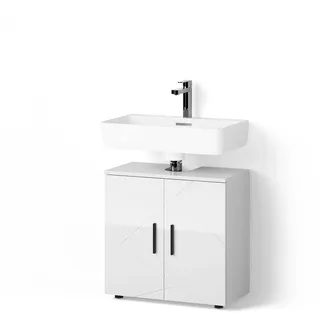 livinity Livinity® Waschbeckenunterschrank Ronco, Weiß Hochglanz, 60 x 59 cm