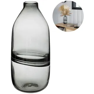 Vase für Blumen und Dekorationen - Vase für Schlafzimmer, Küche und Wohnzimmer, aus Glas, 13,7 x 30 cm, Grau