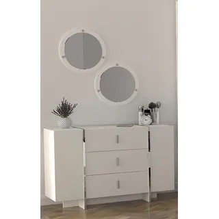 Anrichte mit Spiegel Kommode Sideboard Kommoden Flurkommode Sideboard 3tlg - Weiß