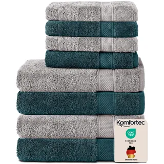 Komfortec Handtuchset 8-tlg. silber/petrol